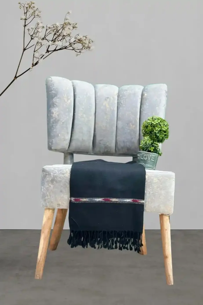 Black Soft Swati Woolen Shawl Black Soft Swati Woolen Shawl - Image 1