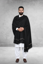 Black Plain 100% Acrylic Men Shawl - Image 3