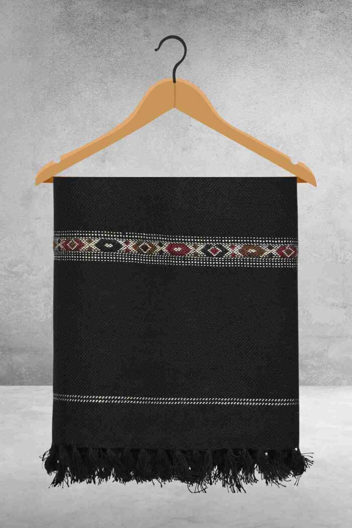 Black Plain 100% Acrylic Men Shawl - Image 2