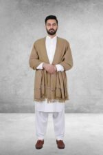 Brown Plain 100% Wool Men Shawl