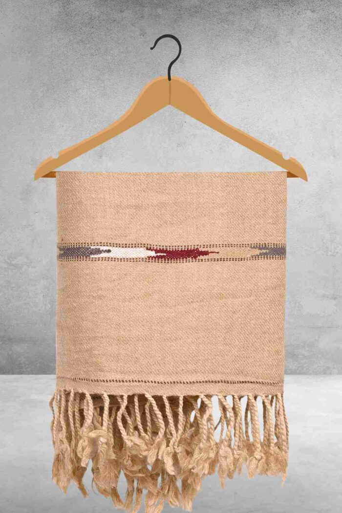 Cream Plain Wool Blend Men Shawl - Image 2