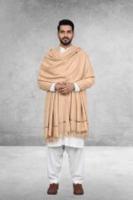 Cream Plain Wool Blend Men Shawl