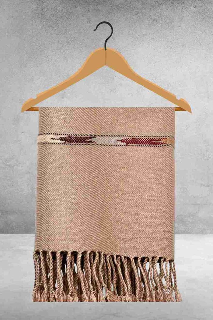 D Khaki Plain 100% Acrylic Men Shawl - Image 2
