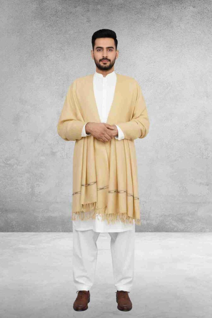 D Skin Plain 100% Wool Men Shawl - Image 3