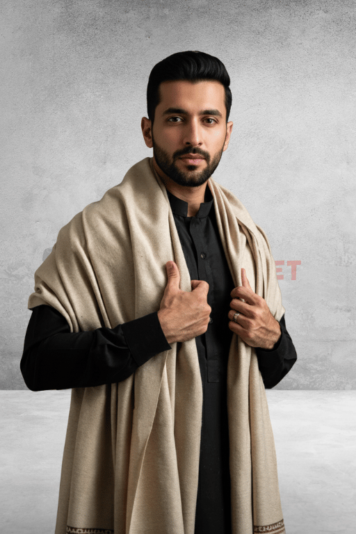 Elegant Light Color Wool Shawl (6) Elegant Light Color Wool Shawl - Image 1