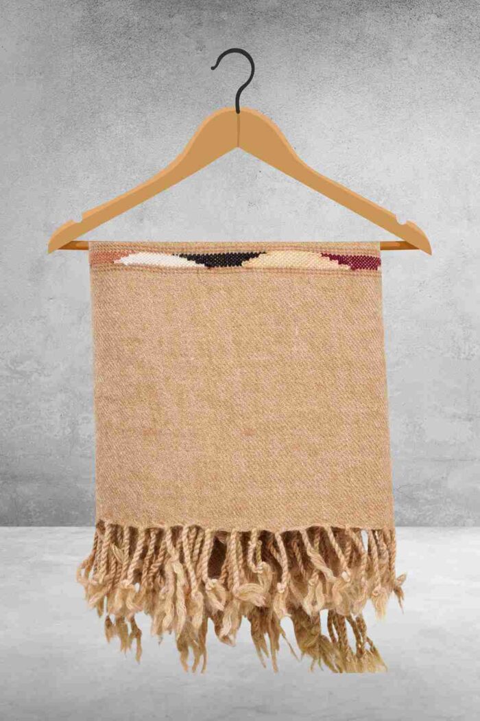 Fawn Plain Wool Blend Men Shawl - Image 2