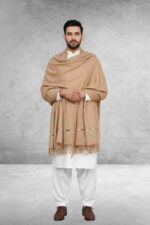 Fawn Plain Wool Blend Men Shawl - Image 3