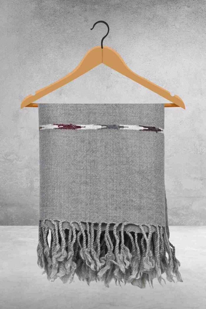 Grey Plain Wool Blend Men Shawl - Image 2