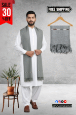 Grey Plain Wool Blend Men Shawl