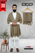 L Brown Plain 100% Wool Men Shawl