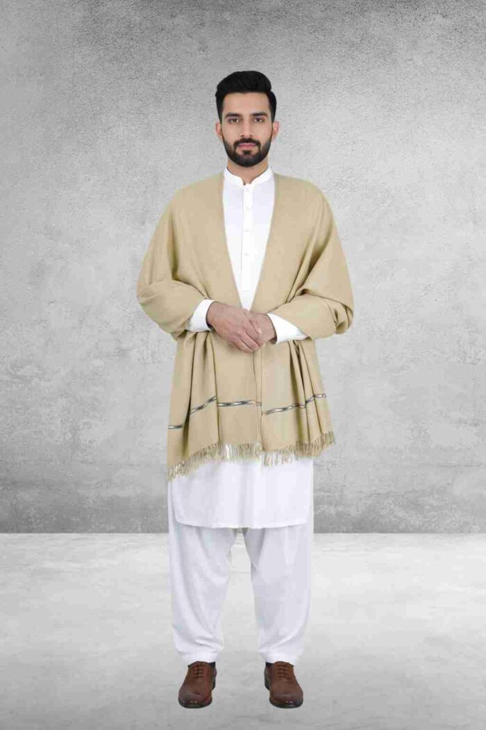L Stone Plain 100% Wool Men Shawl - Image 3