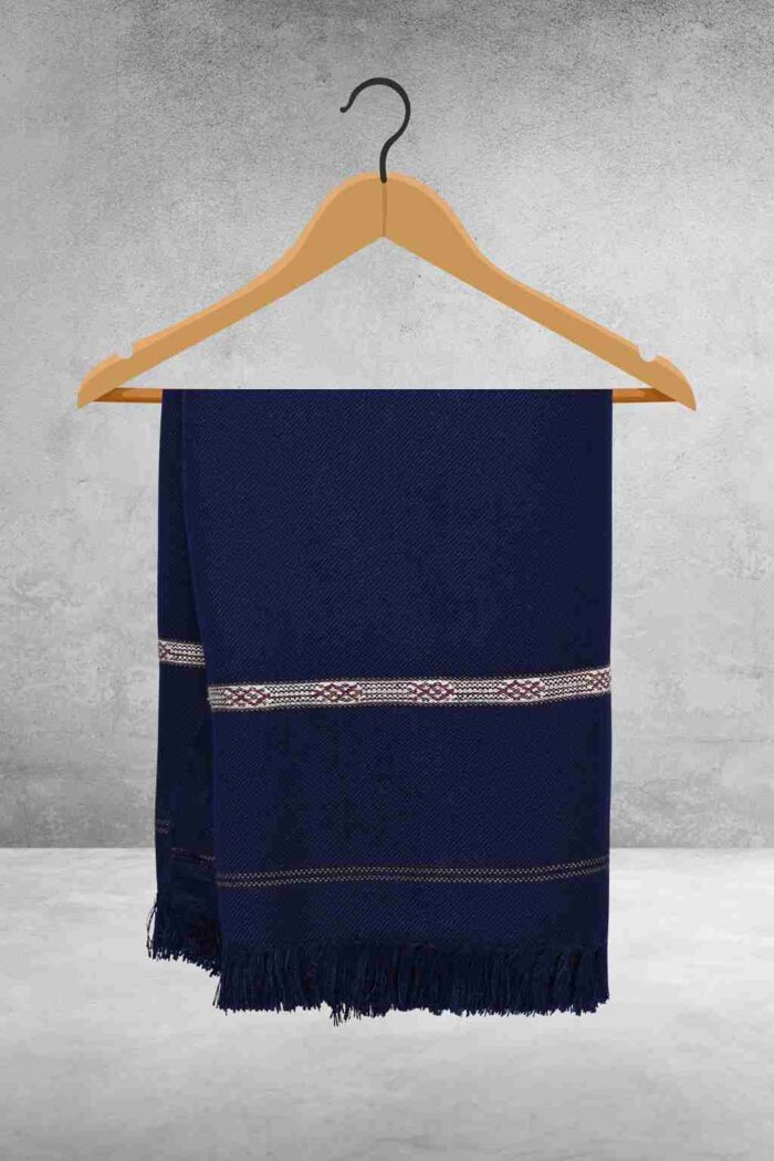 Navy Plain 100% Acrylic Men Shawl - Image 2