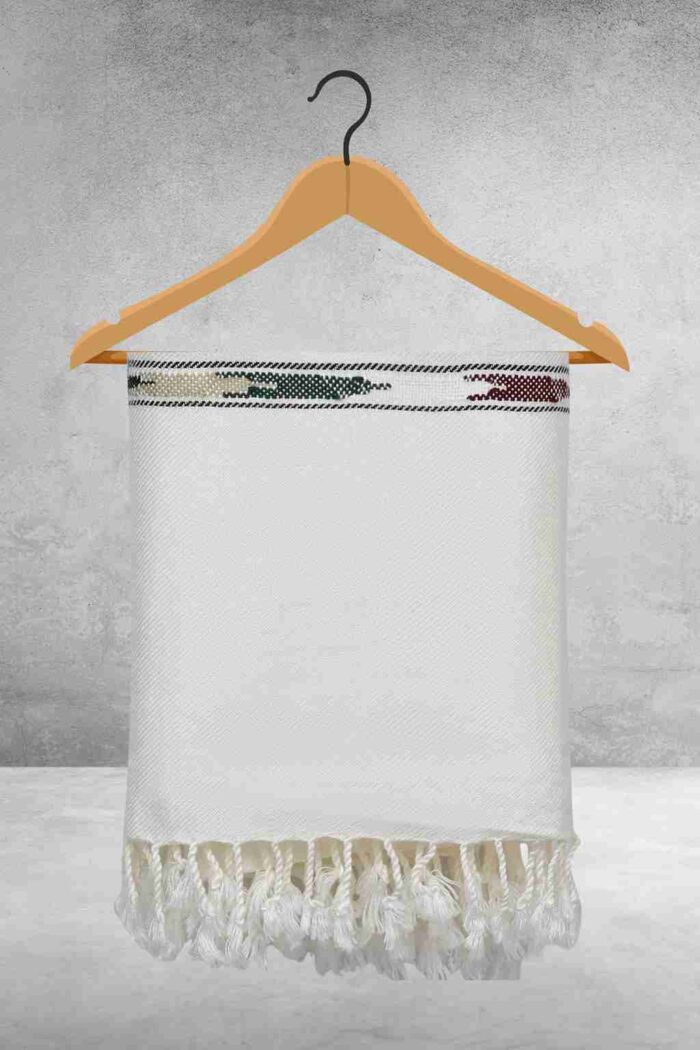 Off White Plain 100% Acrylic Men Shawl - Image 2