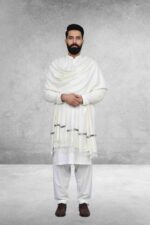 Off White Plain 100% Acrylic Men Shawl - Image 3