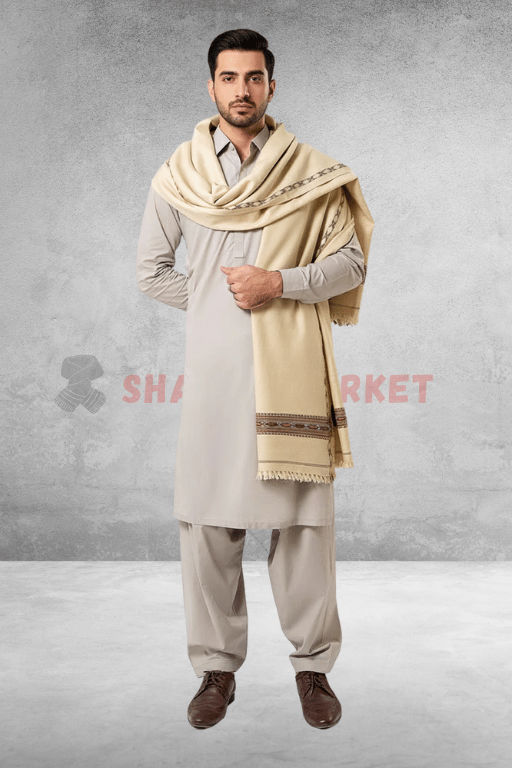 Pure Woolen Off-WhiteCream Shawl (1) Pure Woolen Off-White/Cream Shawl - Image 1