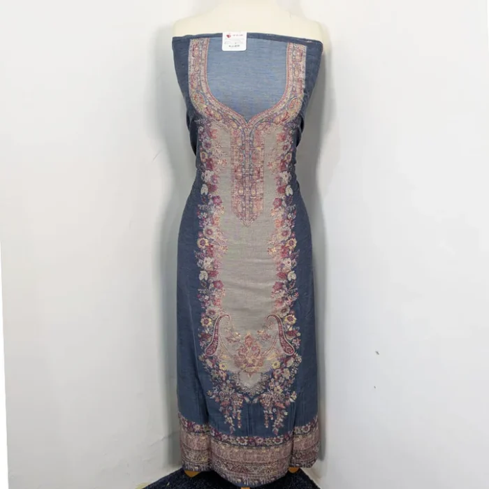 Exquisite Pure Indian Kani Silk with Zari Work 3PC Unstitched - Image 2