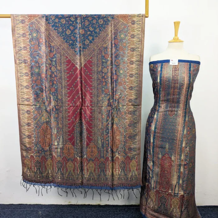 Kani Silk (1) Luxury Pure Indian Kani Silk with Moonlight Work 3PC Unstitched - Image 1