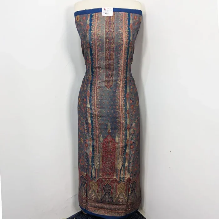 Luxury Pure Indian Kani Silk with Moonlight Work 3PC Unstitched - Image 2