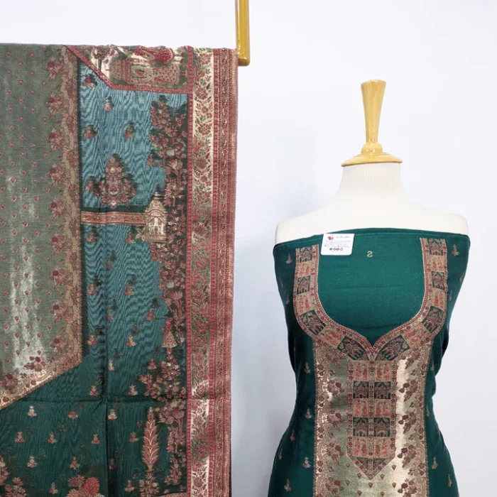 Luxury Pure Indian Kani Silk with Moonlight Work 3PC Unstitched - Image 3