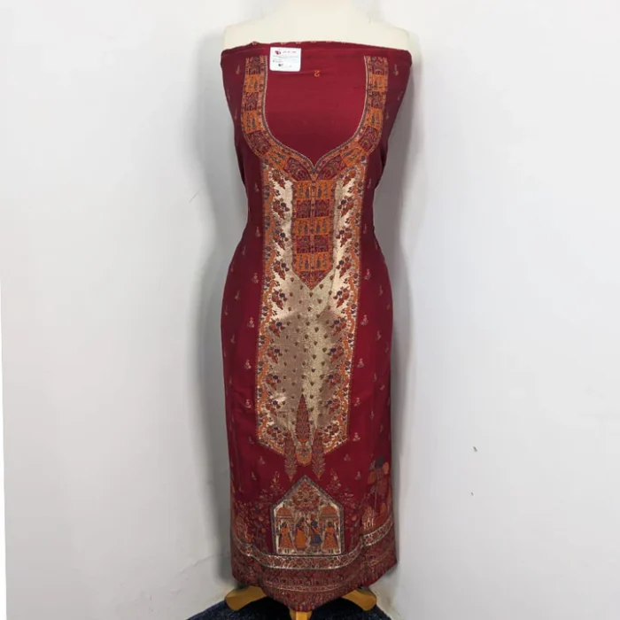 Pure Indian Kani Silk with Moonlight Work 3PC Unstitched - Image 2