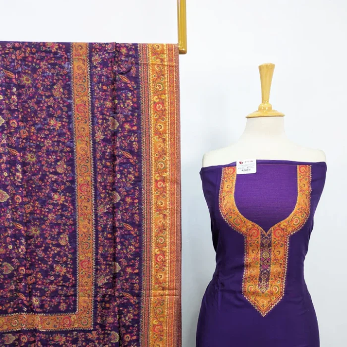 Exquisite Pure Indian Kani Silk with Moonlight Work 3PC Unstitched - Image 3