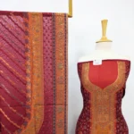 Pure Indian Kani Silk with Zari Work 3PC Unstitched - Image 2